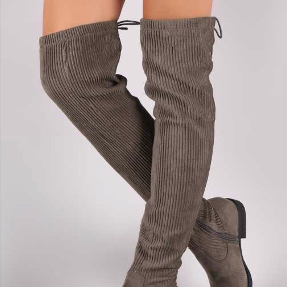 Bamboo grey over the knee boot